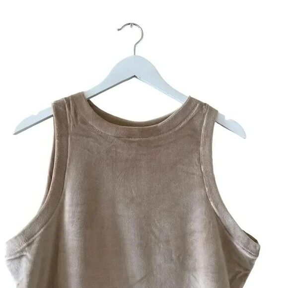Skims Velour Crew Neck Tank Sienna Brown Crop  Boxy Sleeveless SZ  XL #1471 - Picture 7 of 12